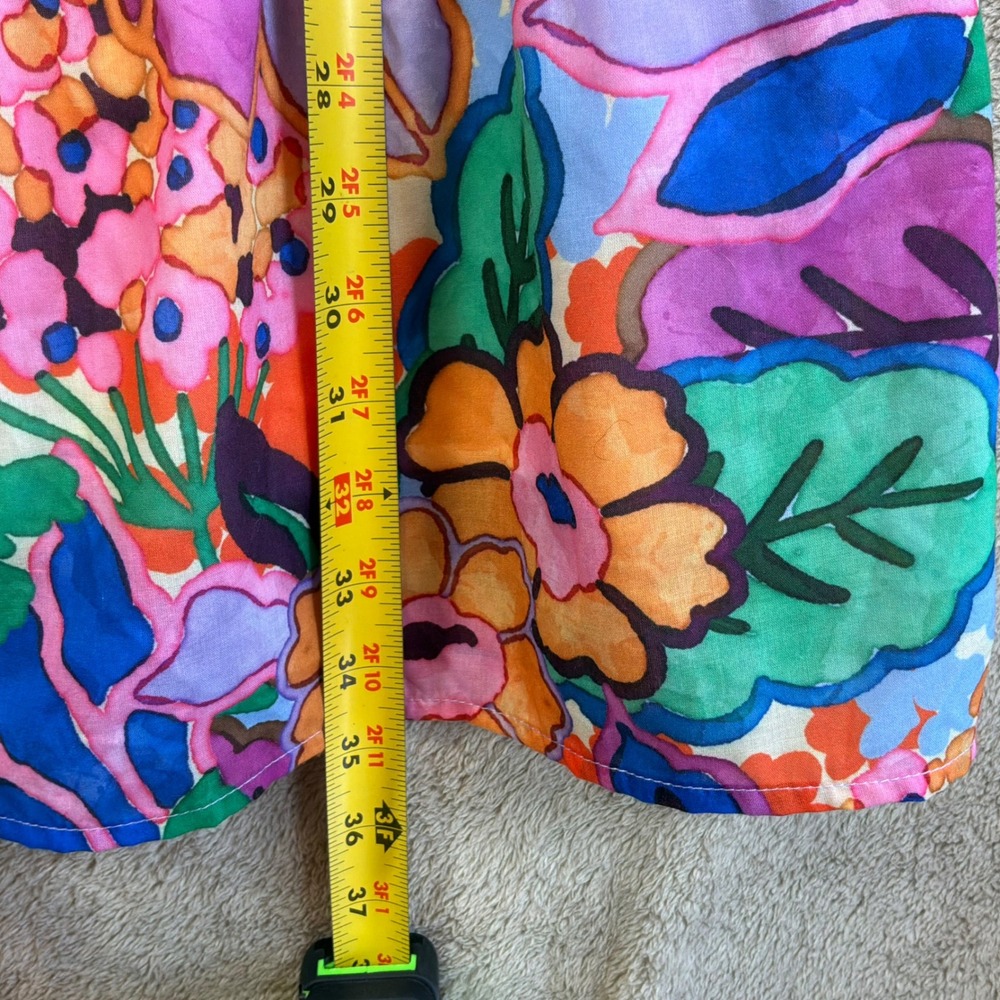 THML Floral Tiered Mini Dress L Multi Color Floral Puff Sleeve Statement - Picture 4 of 8